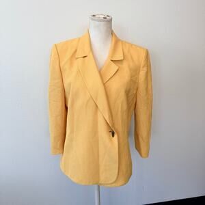 Le Suit Womens Yellow Single Button Long Sleeve Professional Blazer Jacket Sz 10